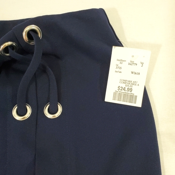 SOHO Apparel - Navy Blue Skirt with Silver Grommet & Ties - Picture 7 of 10